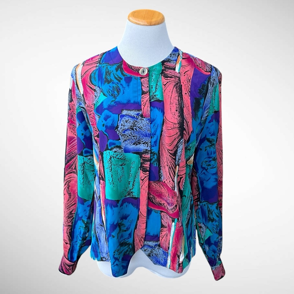 Bora Bora Colorful Buttonfront Long-Sleeve Blouse